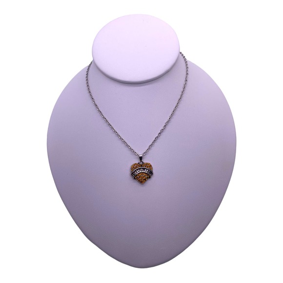 Imitation Yellow Topaz Daughter Cubic Zirconia Heart Necklace Gift Box - Picture 3 of 5